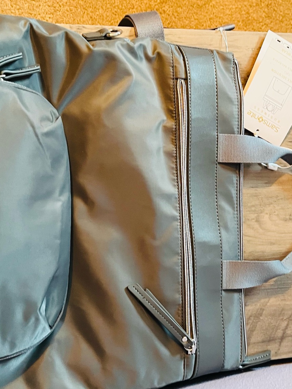 Samsonite Olive Nylon Backpack with Front Zip Pocket